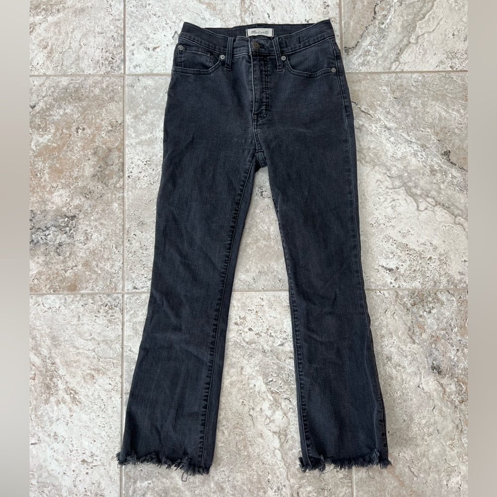 Madewell Cali Demi-Boot High Rise Jeans: Chewed-Hem Edition, Berkeley Black, 25